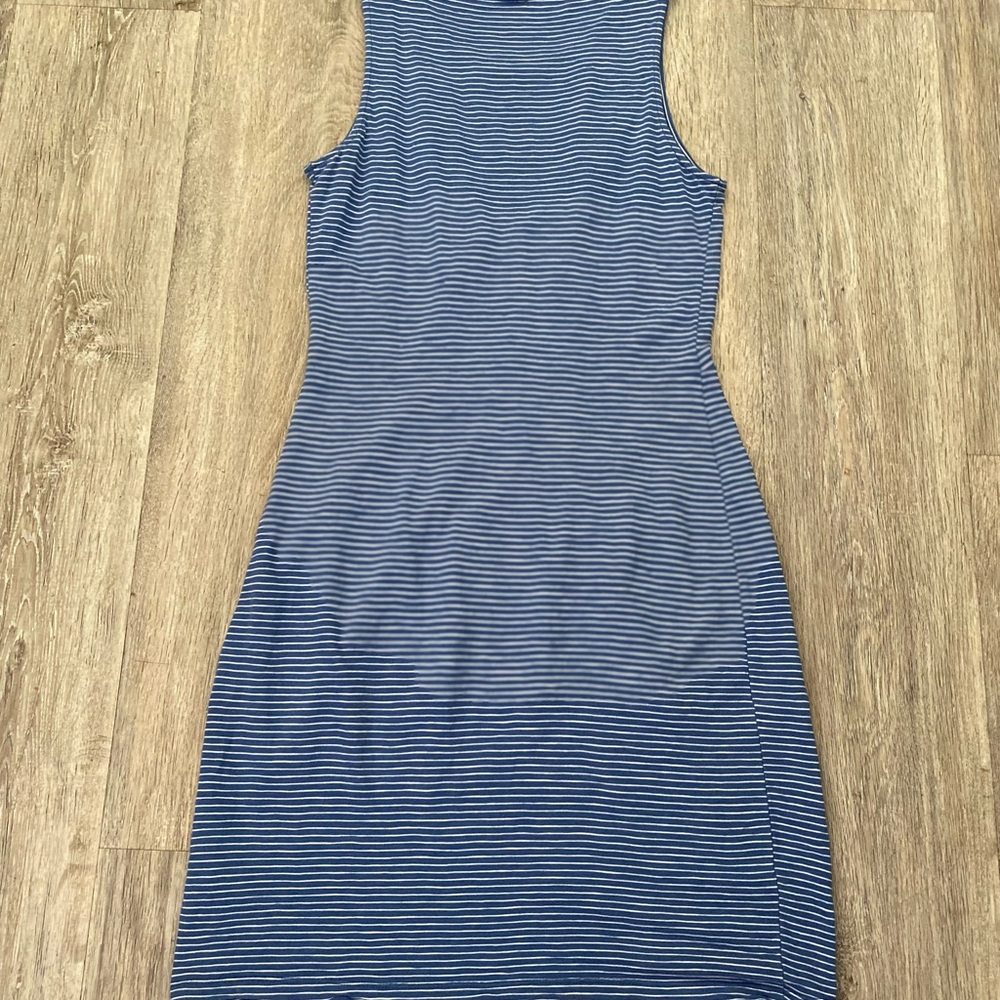 GAP Blue Striped Sleeveless Twist-Front Sheath Dress - Picture 4 of 4